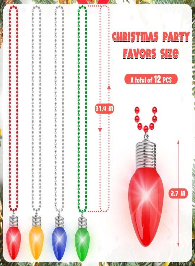 Traplace 12PCS Christmas Necklace Light Up, 3 Modes Bead Chain Christmas Accessories, 4 Colors Bulk Bead Necklace, Xmas Party Favors for Ugly Sweater Parties Holiday Celebrations, Festive Gift Supplies - Image 2
